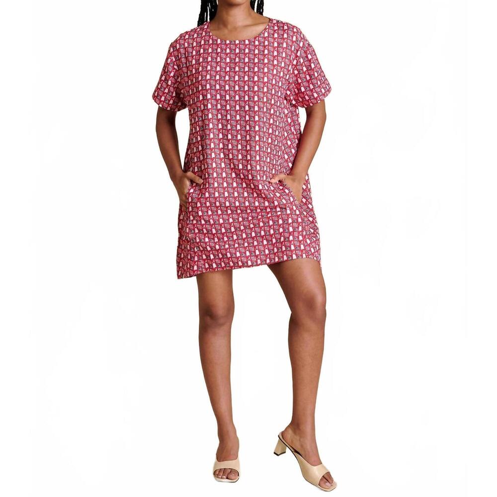 NEW STEWART SIMMONS bama gameday twill a-line dress in pink
